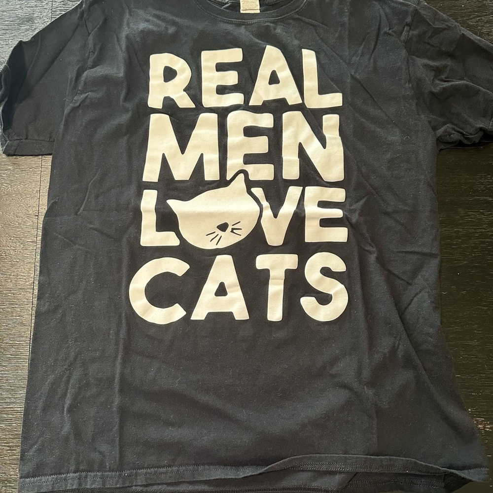 Black T-Shirt with Cat Print